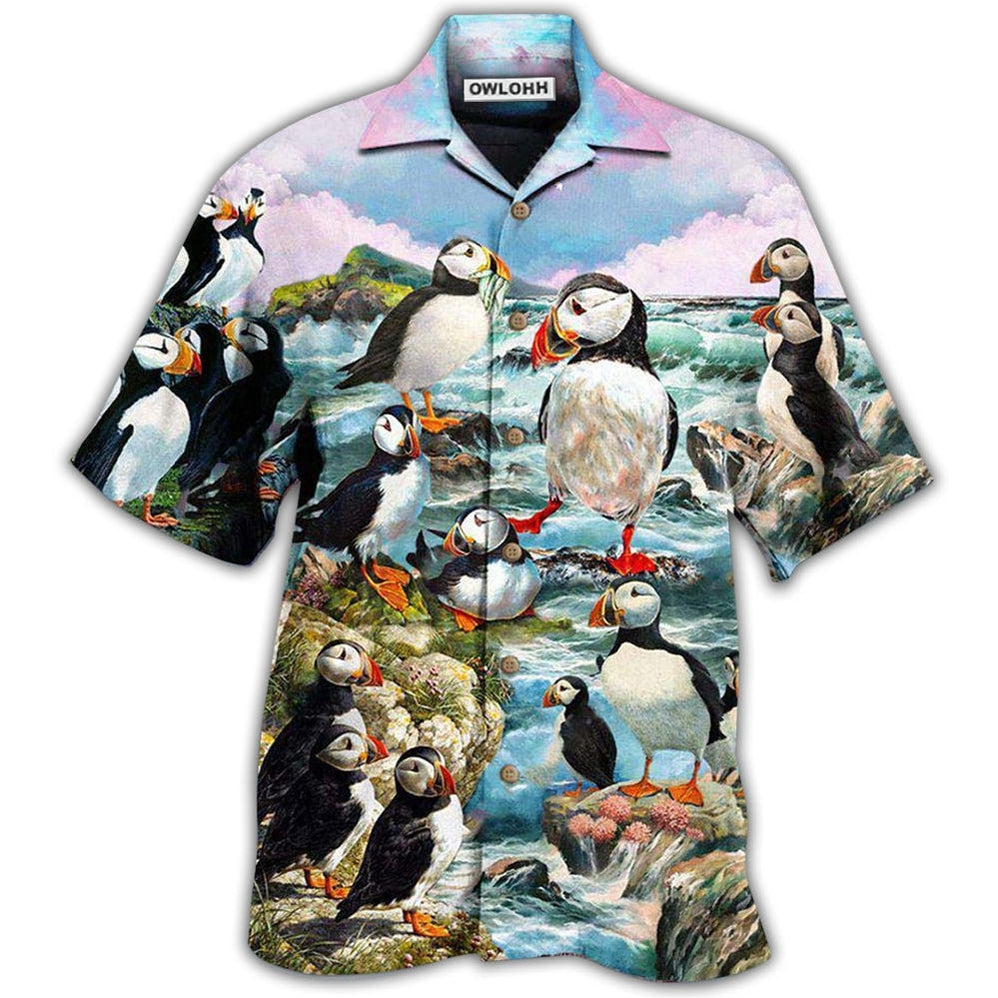 Penguin Animals Penguins On The Coast And Blue Sky – Hawaiian Shirt