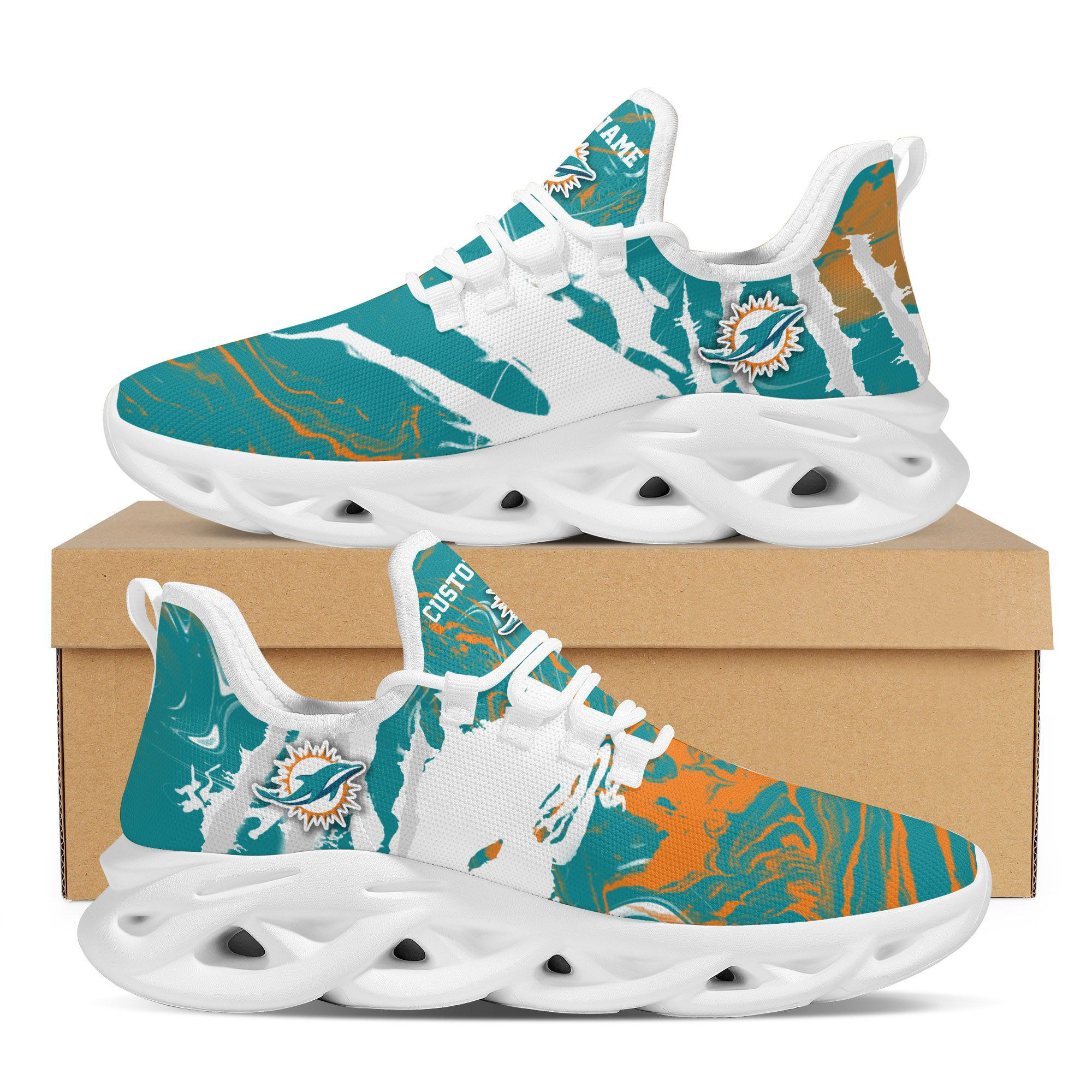 Miami Dolphinsamerican Football Team Trending Custom Personalized With Name Max Soul Clunky Sneaker Shoes For Men Women