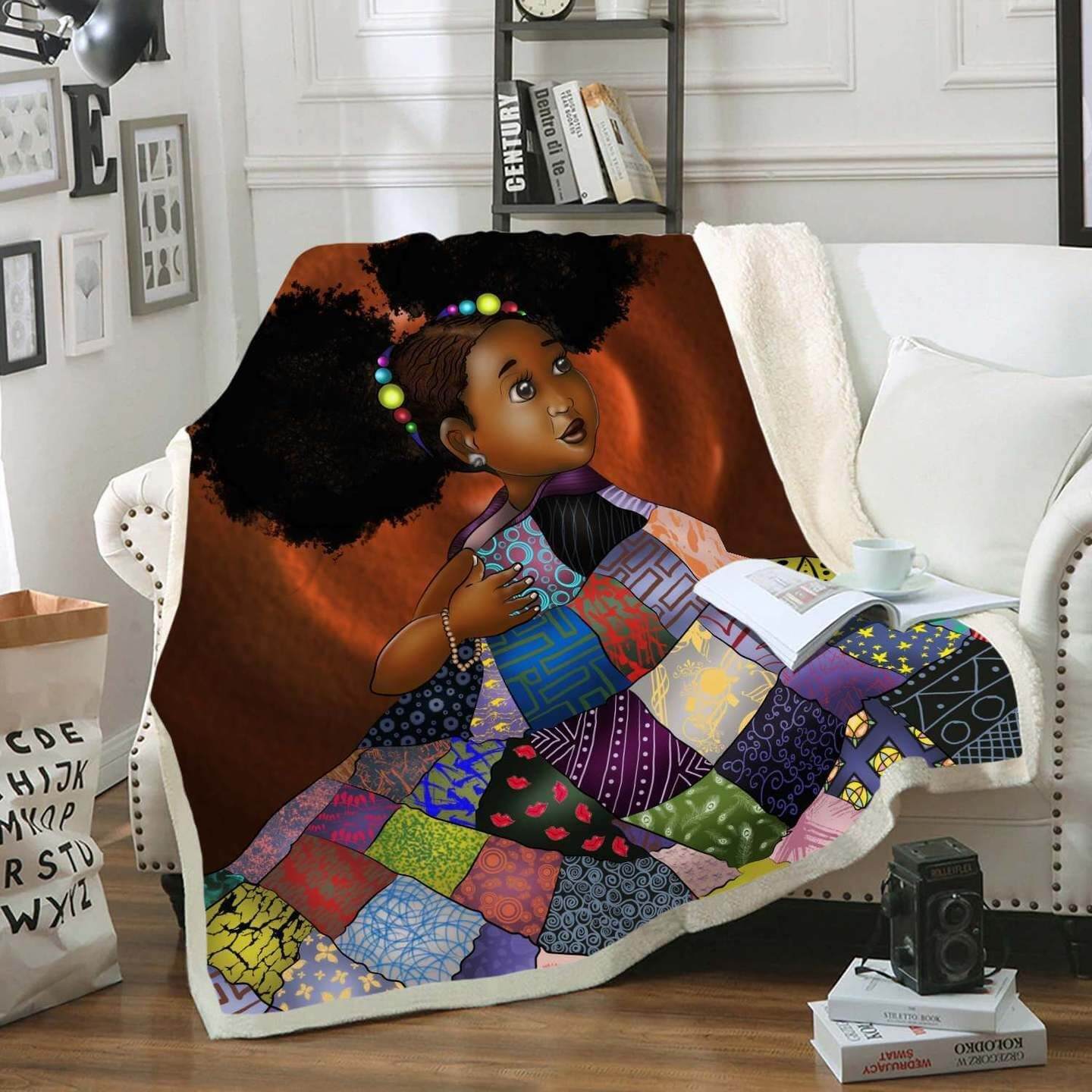 Africa Blanket Design African Black Kid Fleece Blanket Colorful Melanin Poppin Adorable Kid Fleece Blanket