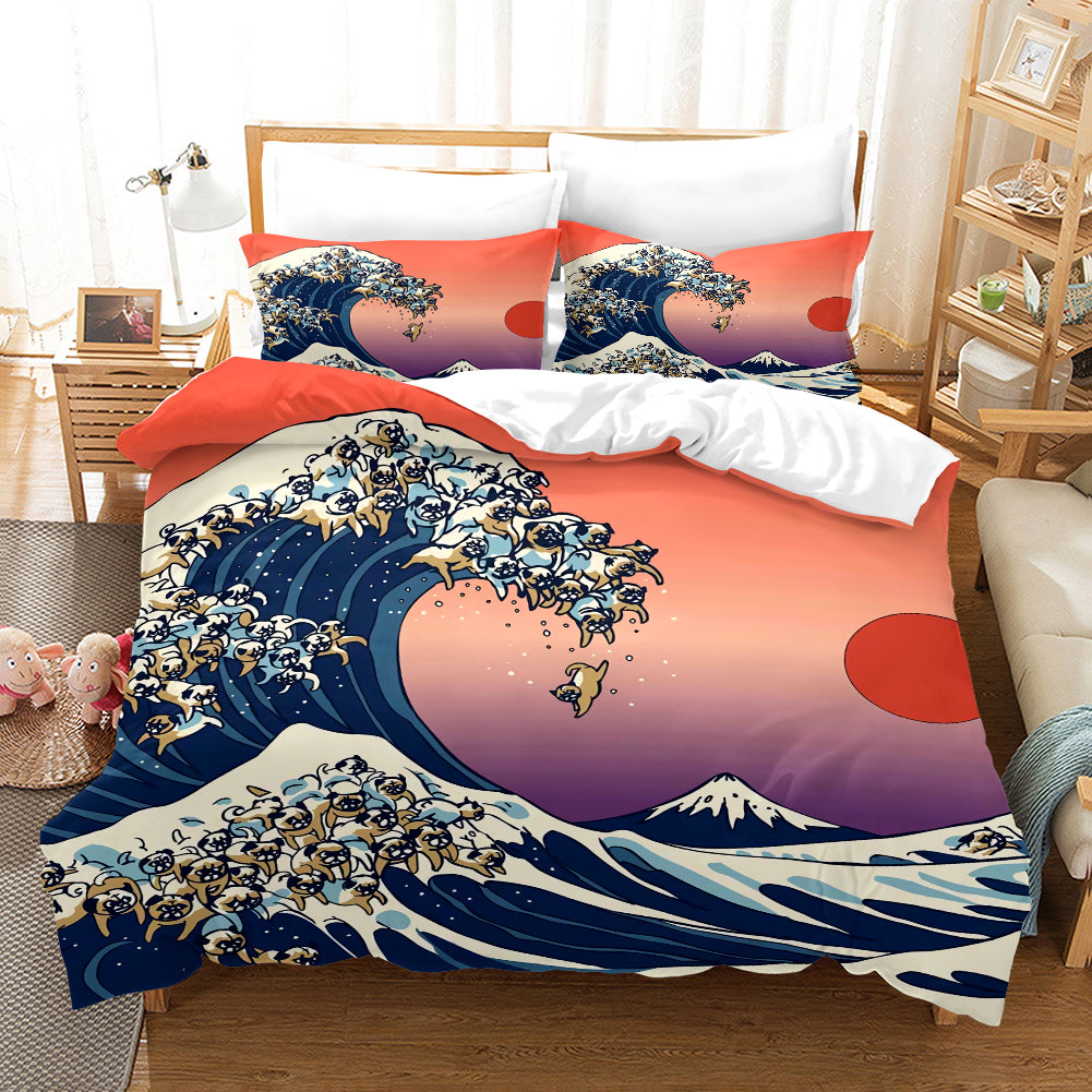 3D Animal Ukiyo Painting Quilt Cover Set Bedding Set Duvet Cover Pillowcases Wj 1738