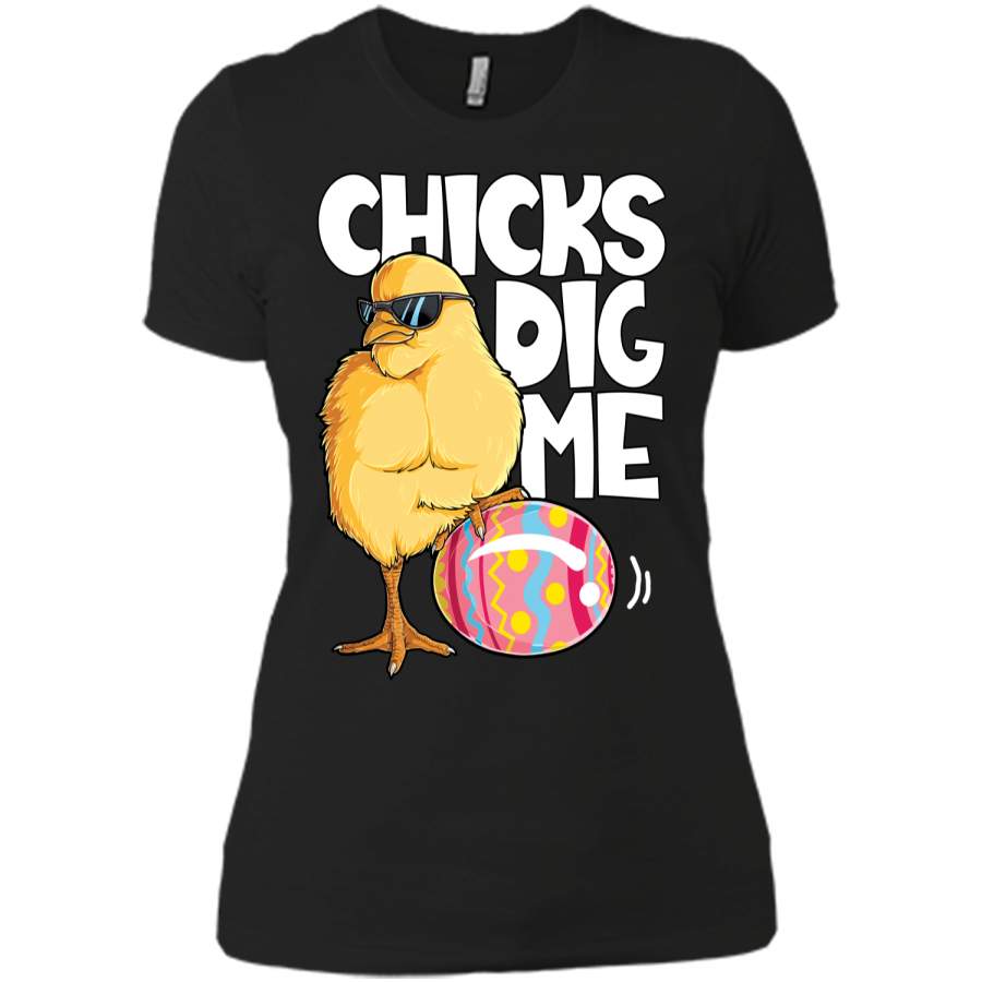 Chicks Dig Me T shirt Boys Kids Easter Bunny Ears Egg Men Next Level Ladies Boyfriend Tee