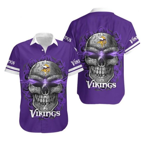 Gift For Husband Gift For Dad Minnesota Vikings Sugar Skull2 Hawaiian Shirt Mh86