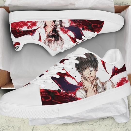 Ken Kaneki Tokyo Ghoul Low top Leather Skate Shoes, Tennis Shoes, Fashion Sneakers L98