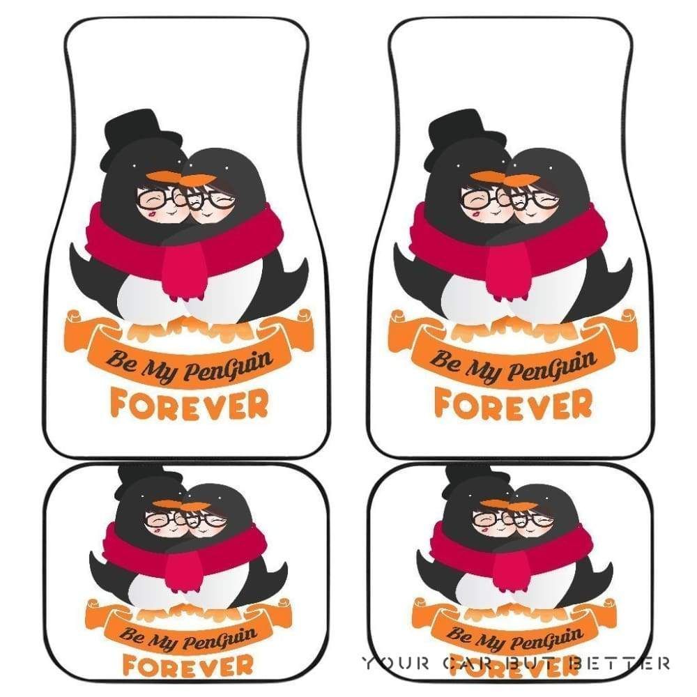 Penguin Couple Wild Animal In White Theme Car Floor Mats 173218 Personalized Car Seat Floor Mat Custom Print