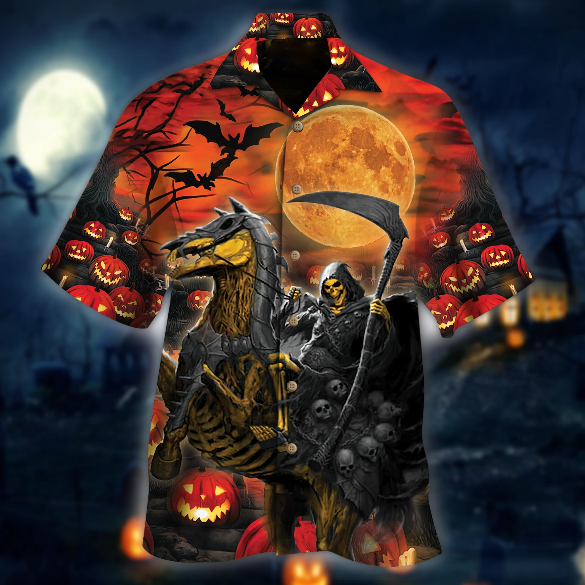 Iron Horse And Reaper Skull Halloween Hawaii Shirt Ha96881