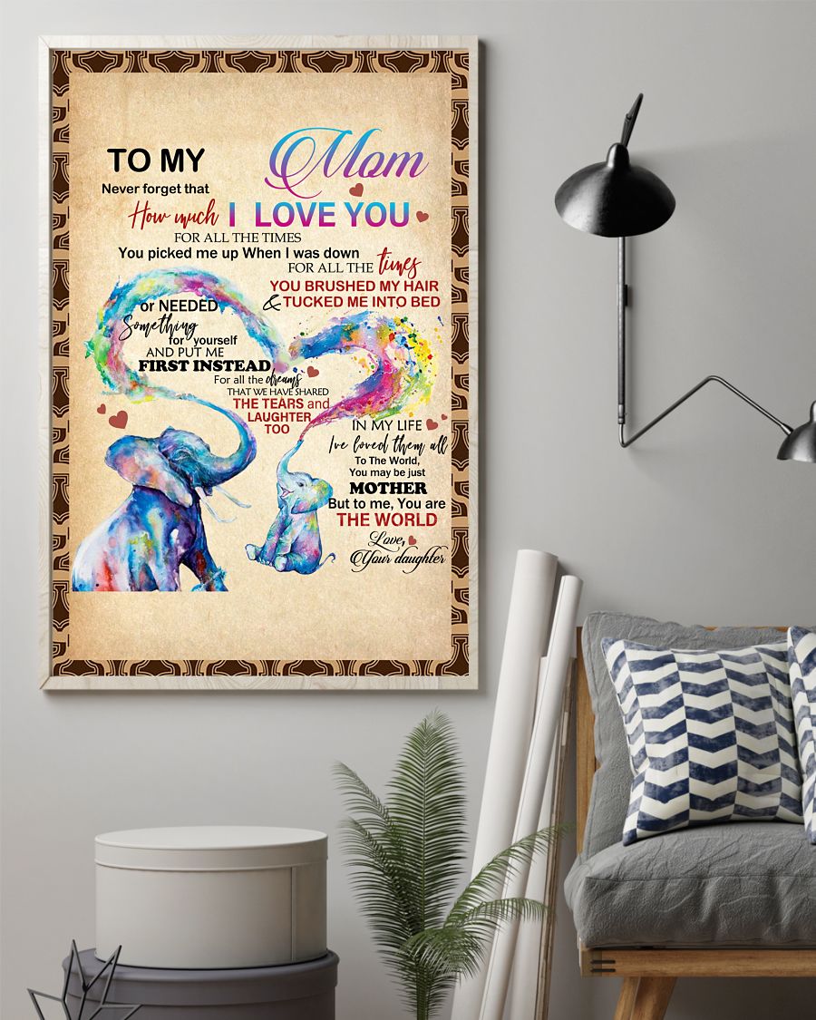 How Much I Love You Elephant Canvas And Poster, Best Mother S Day Gift Ideas, Mother S Day Gift From Daughter To Mom, Warm Home Decor Wall Art Visual Art