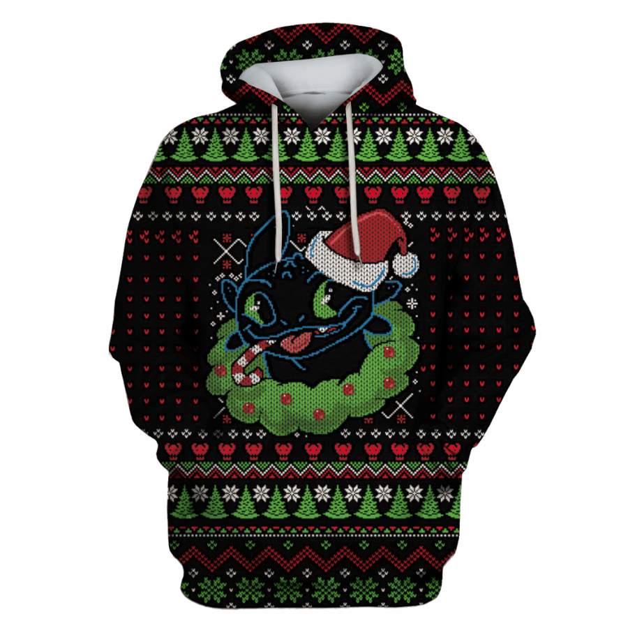 Toothless How To Train Your Dragon On Christmas Custom T-shirt – Hoodies Apparel