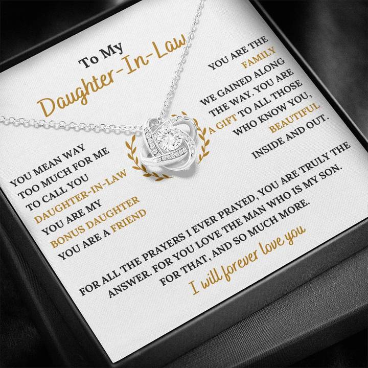 To My Daughter-In-Law – You Are My Bonus Daughter Love Knot Necklace