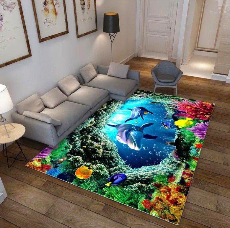 Dolphin Rug, Indoor Ourdoor Carpet