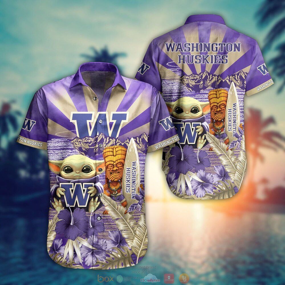 NCCA Washington Huskies Baby Yoda Trendy Hawaiian Shirt Aloha Shirt