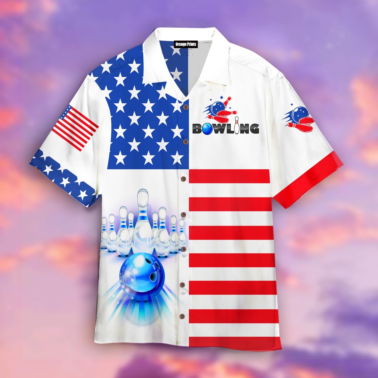 Bowling Team American Flag Hawaii Shirt For Men Women Adult Ha76823