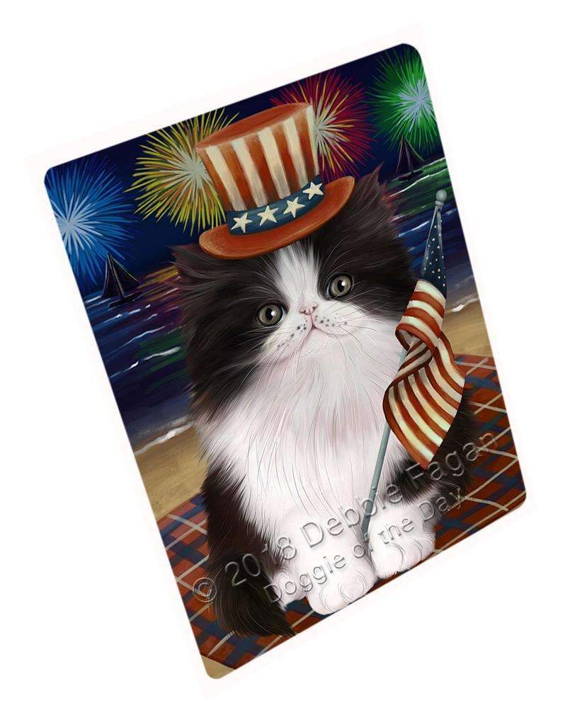 4Th Of July Independence Day Firework Persian Cat Blanket Blnkt56199 (37X57 Sherpa)