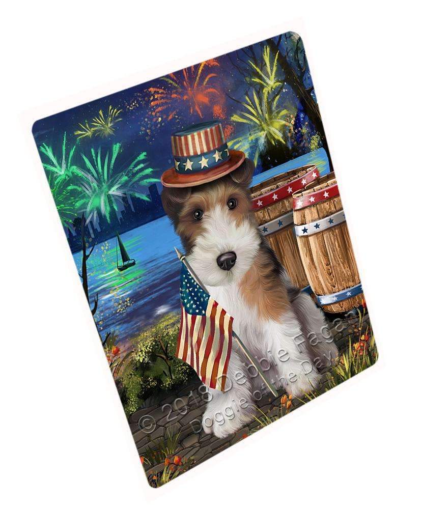 4Th Of July Independence Day Fireworks Wire Hair Fox Terrier Dog At The Lake Blanket Blnkt77430