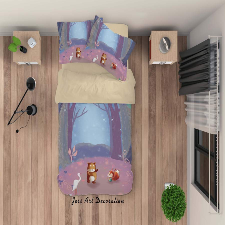 3D Forest Animal Painting Quilt Cover Set Bedding Set Duvet Cover Pillowcases A400 LQH