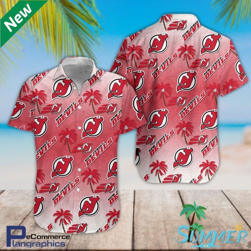 New Jersey Devils All Over Print Hawaiian Aloha Shirt Hawaiian Shorts Beach Short Shirt