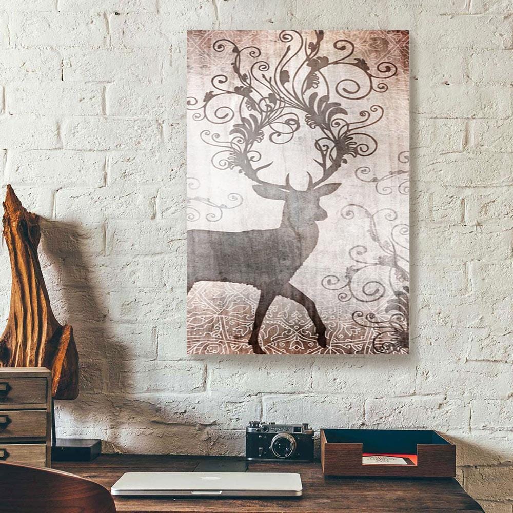 Canvas Artwork Boho Deer Wood Frame Wall Art Canvas Ready To Hang Canvas Wall Art Decor