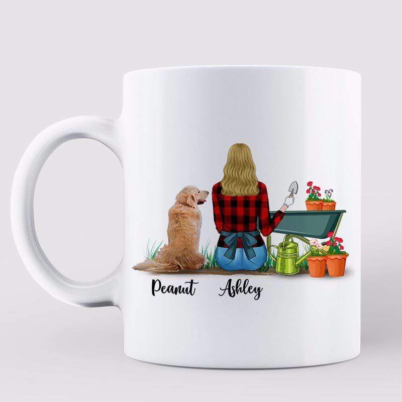 Easily Distracted By Dogs And Plants Back View Personalized Mug