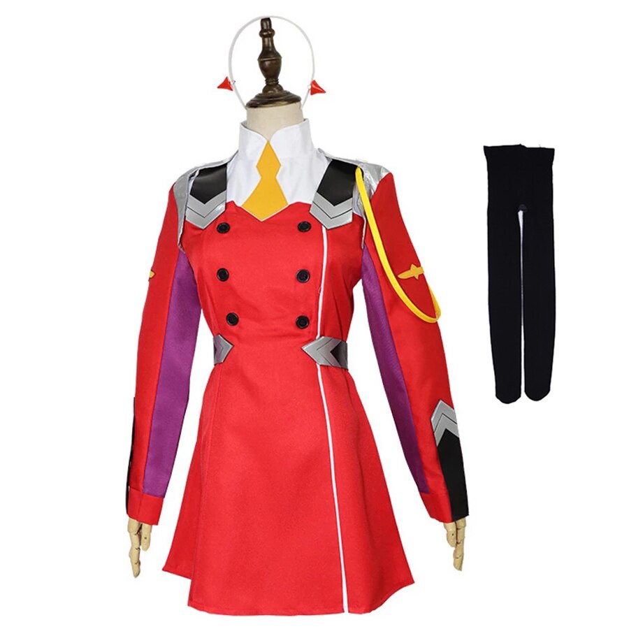 Zero Two Cosplay Costumes Anime DARLING in the FRANXX Zero Two 02 Dress Uniform Suits Headwear Wig Women Halloween Costume Dress alx