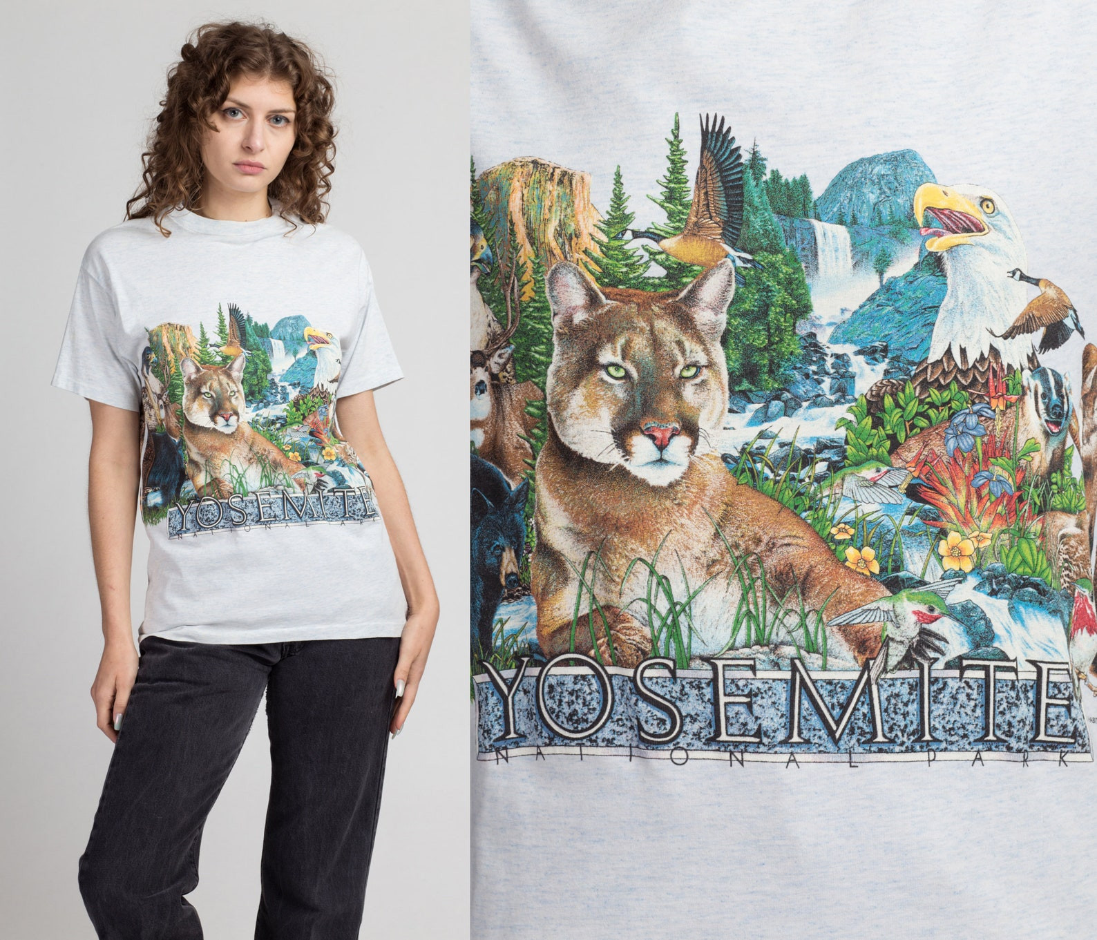 Vintage Yosemite Wild Animal T Shirt    90S California National Park Graphic Tourist Tee