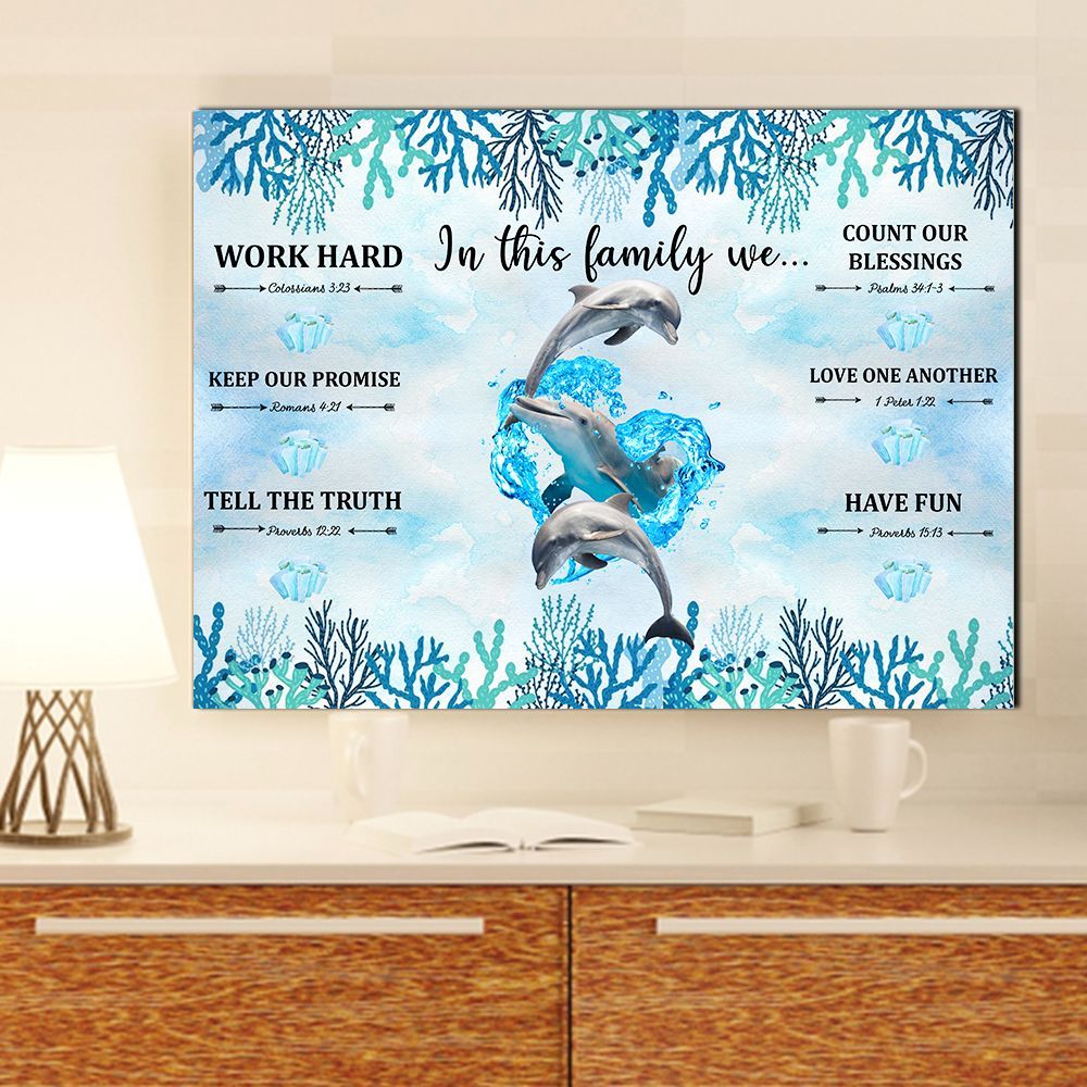 Canvas In This Dolphin Family Bai031