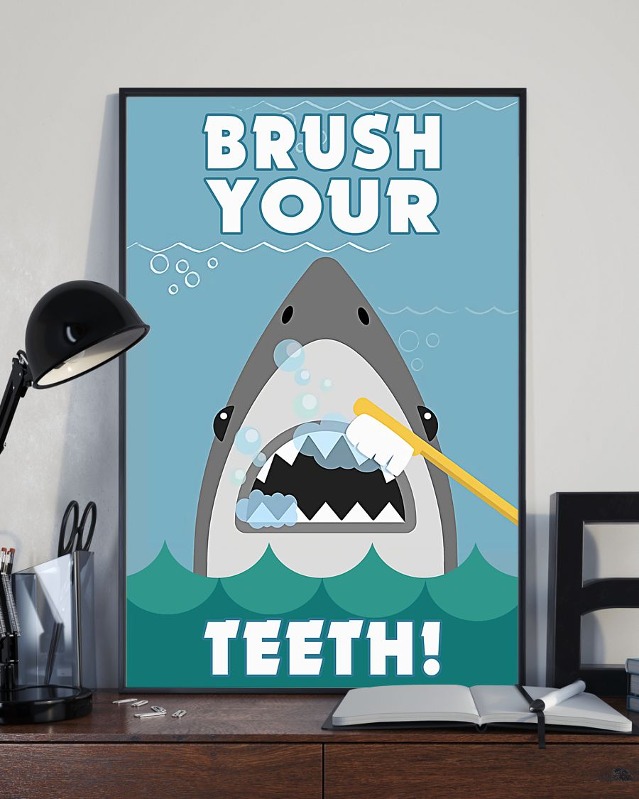 Shark Loves Funny Canvas Prints Brush Your Teeth Wall Art Gifts Vintage Home Wall Decor Canvas – Mostsuit