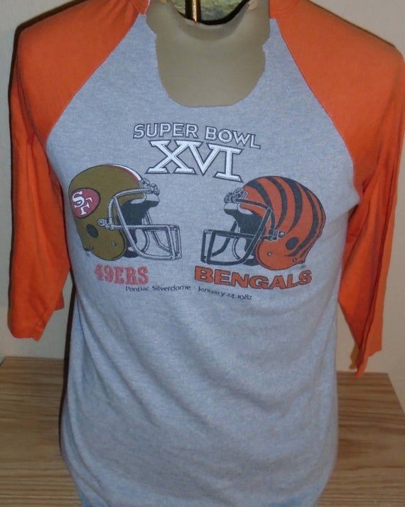 Vintage 1982 Cincinnati Bengals Sf 49Ers Super Bowl Shirt