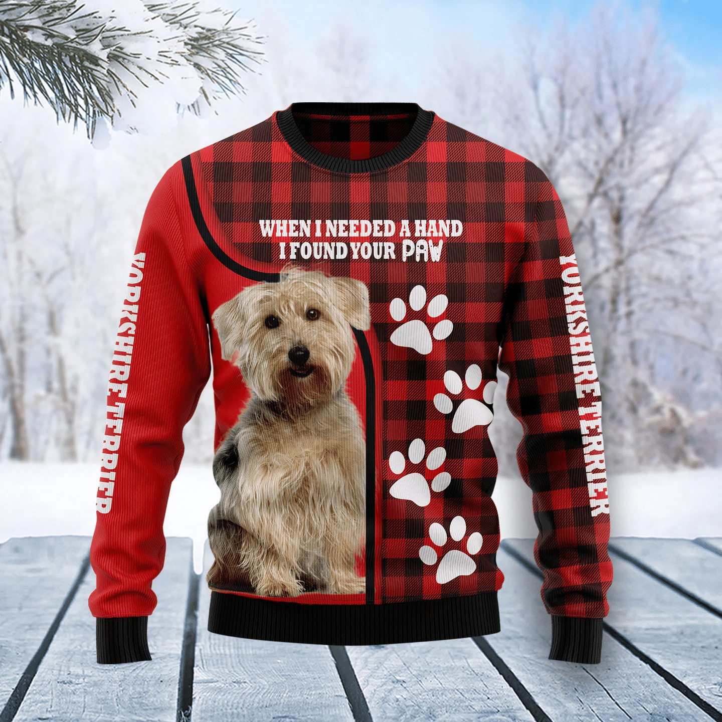 Yorkshire Terrier Paw Christmas Ugly Sweater