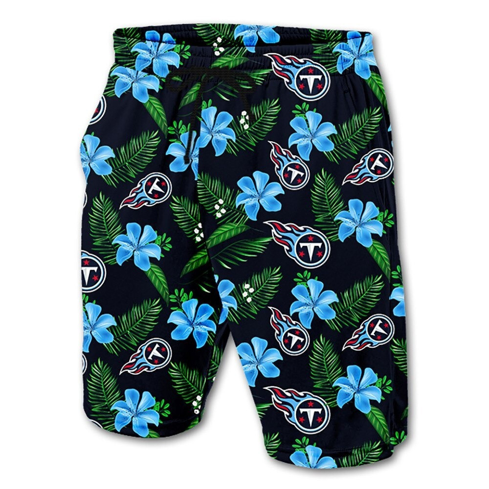 Tennessee Titans Leaf Floral Pattern Hawaii Summer Shorts Men In Blue Ha23792