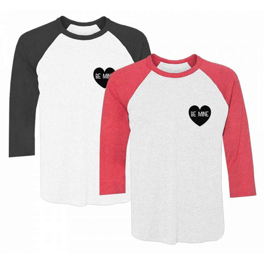 Be Mine – Heart Pocket Logo Matching Couples Valentine’s Day 3/4 Raglan T-Shirts