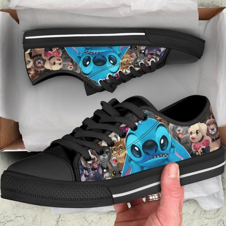 Stitch Puppy Black Low Top