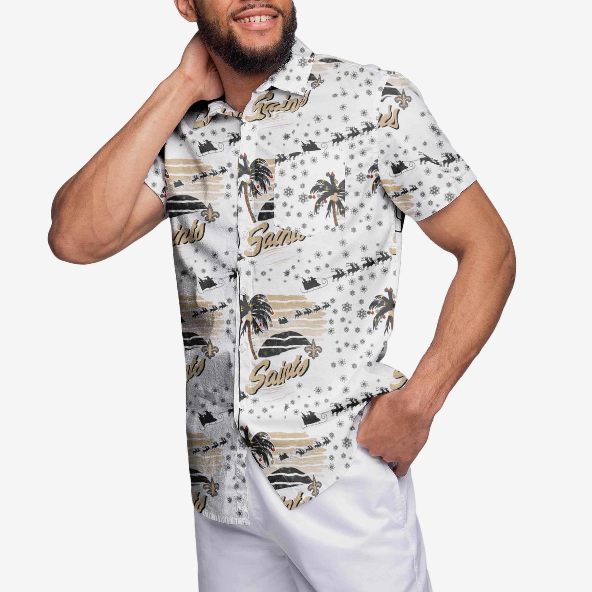 New Orleans Saints Winter Tropical Button Up Shirt