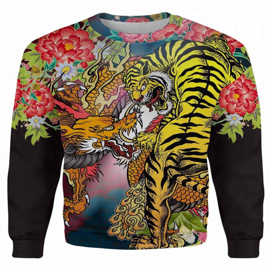 Dragon Tiger Flowers Sweatshirt