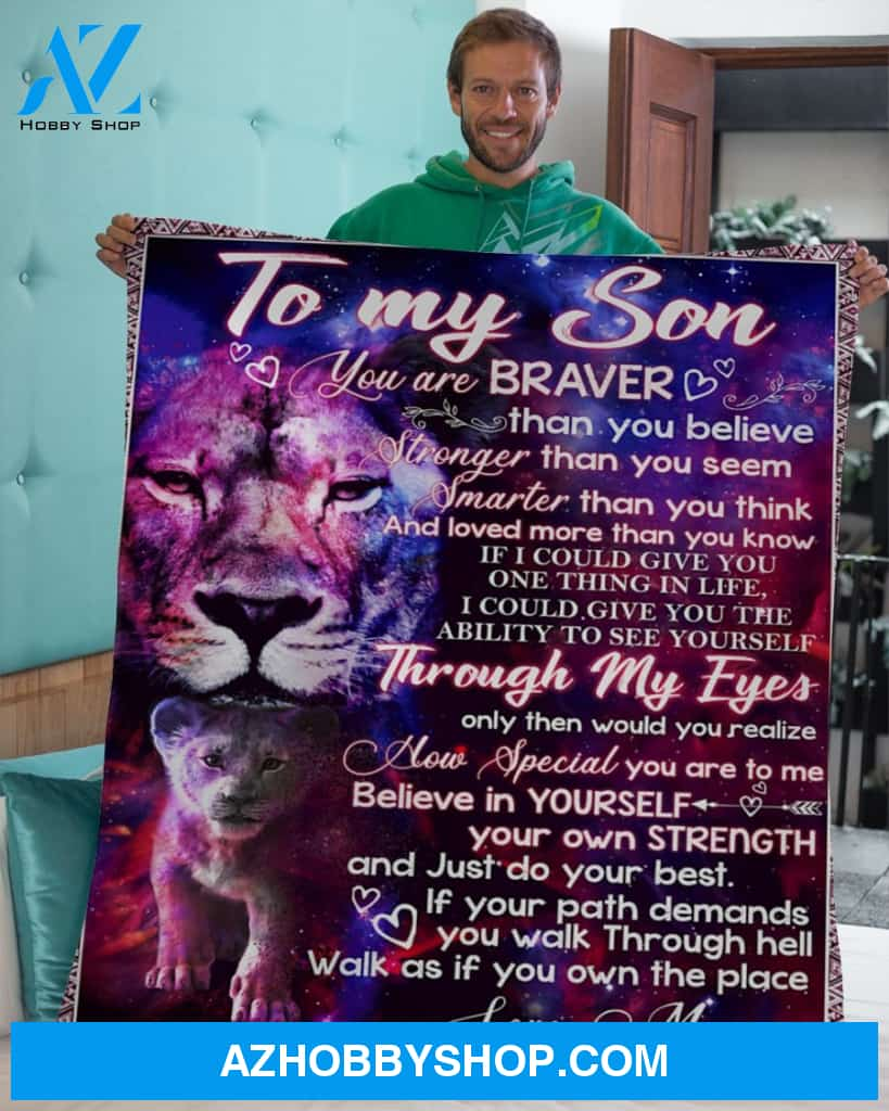 To My Son Lion Love Mom Blanket Fleece Blanket