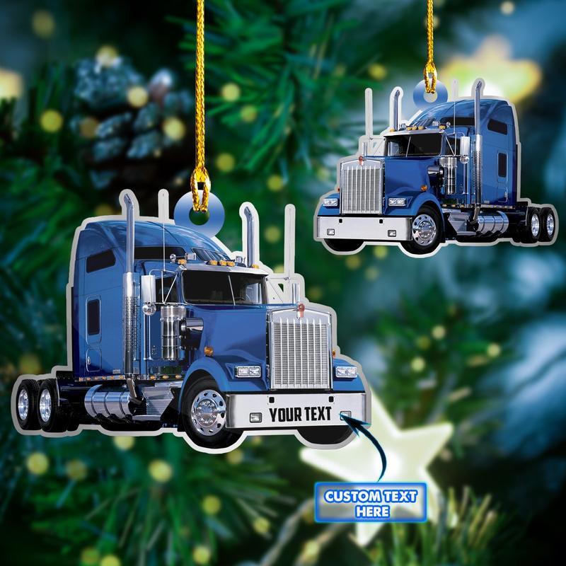 Personalized Tractor Trailer & Semi Tractor Custom Name Shaped Ornament