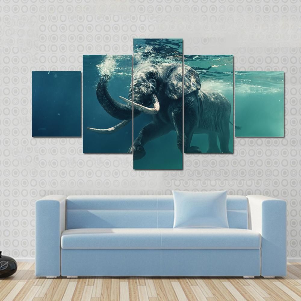 Swimming Elephant Underwater Animal Full Hd Personalized Customized Canvas Art Wall Art Wall Decor