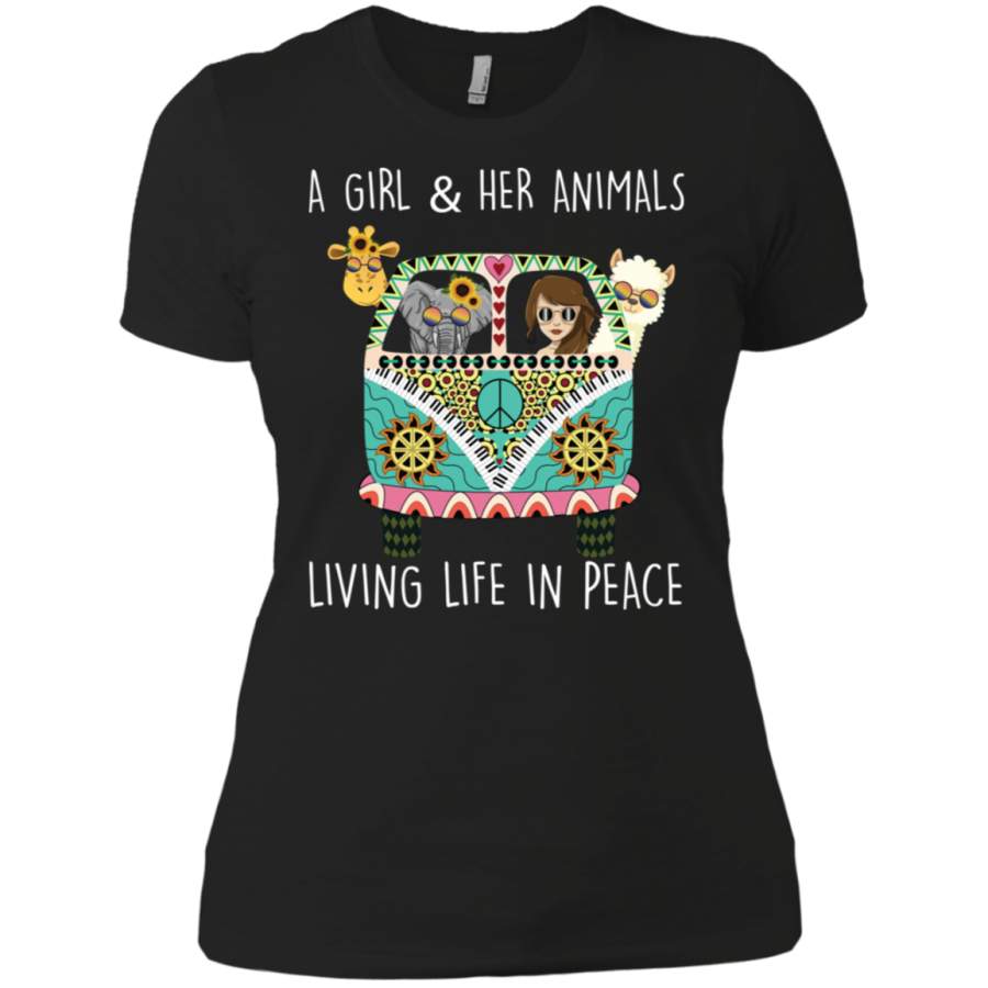 AGR A Girl and Her Animals Living in Peace Ladies T-Shirt