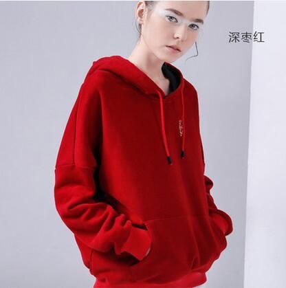 Toyouth Hooded Sweatshirts Women 2019 Autumn Winter Fleece Hoodie Letter Embroidery Solid Color Loose Tracksuit With Pockets