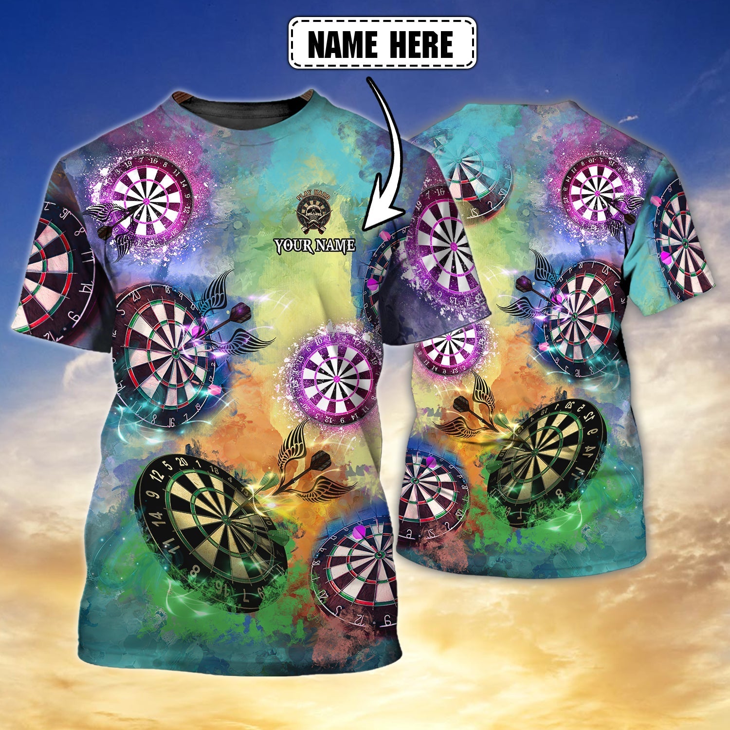 Custom Dart Shirt, Colorfull Pattern Dart Shirt, Dart Player Shirts 3D