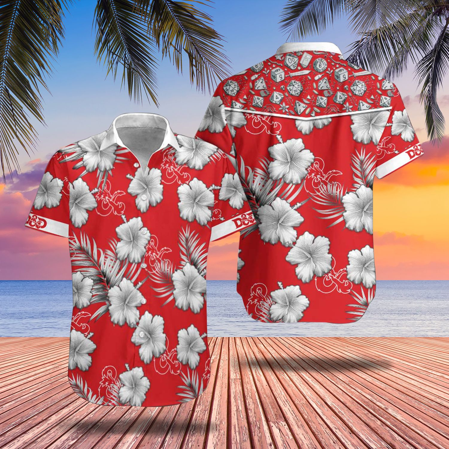 Dd Hawaii Shirt Dnd Dungeons And Dragons Hibiscus Flower Red Hawaii Gift Ha37988