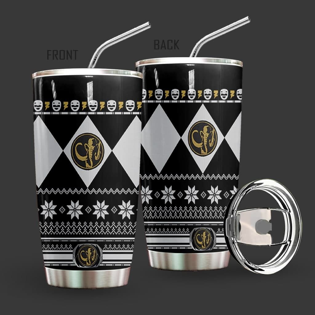 Alohazing 3D Black Mighty Morphin Power Ranger Ugly Christmas Custom Tumbler