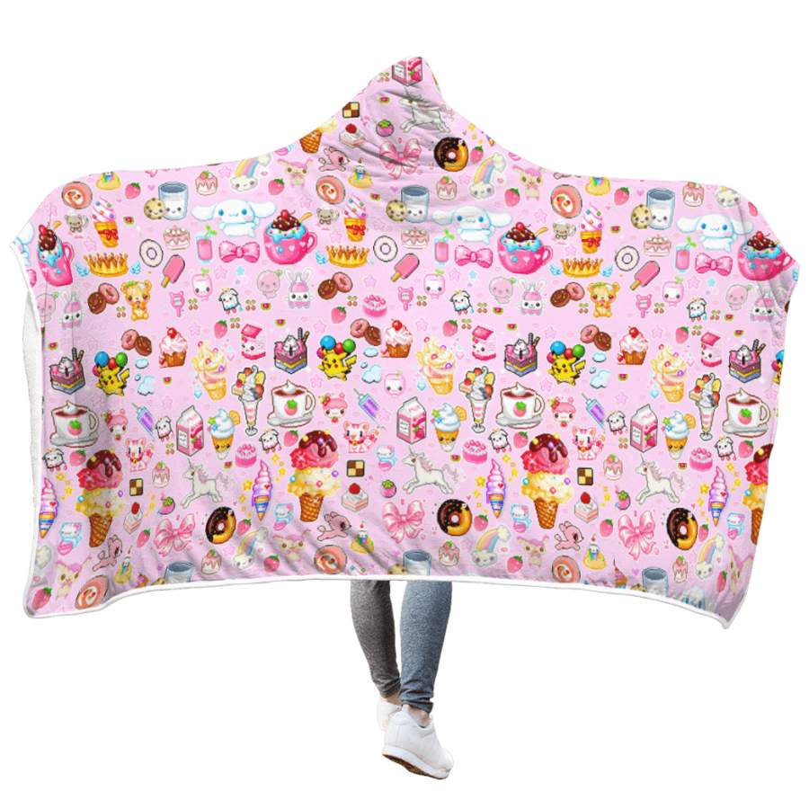 Sweet food World Custom Hooded Blanket