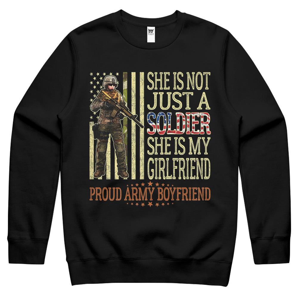 Mens My Girlfriend Is A Soldier Hero Crewneck Sweatshirt