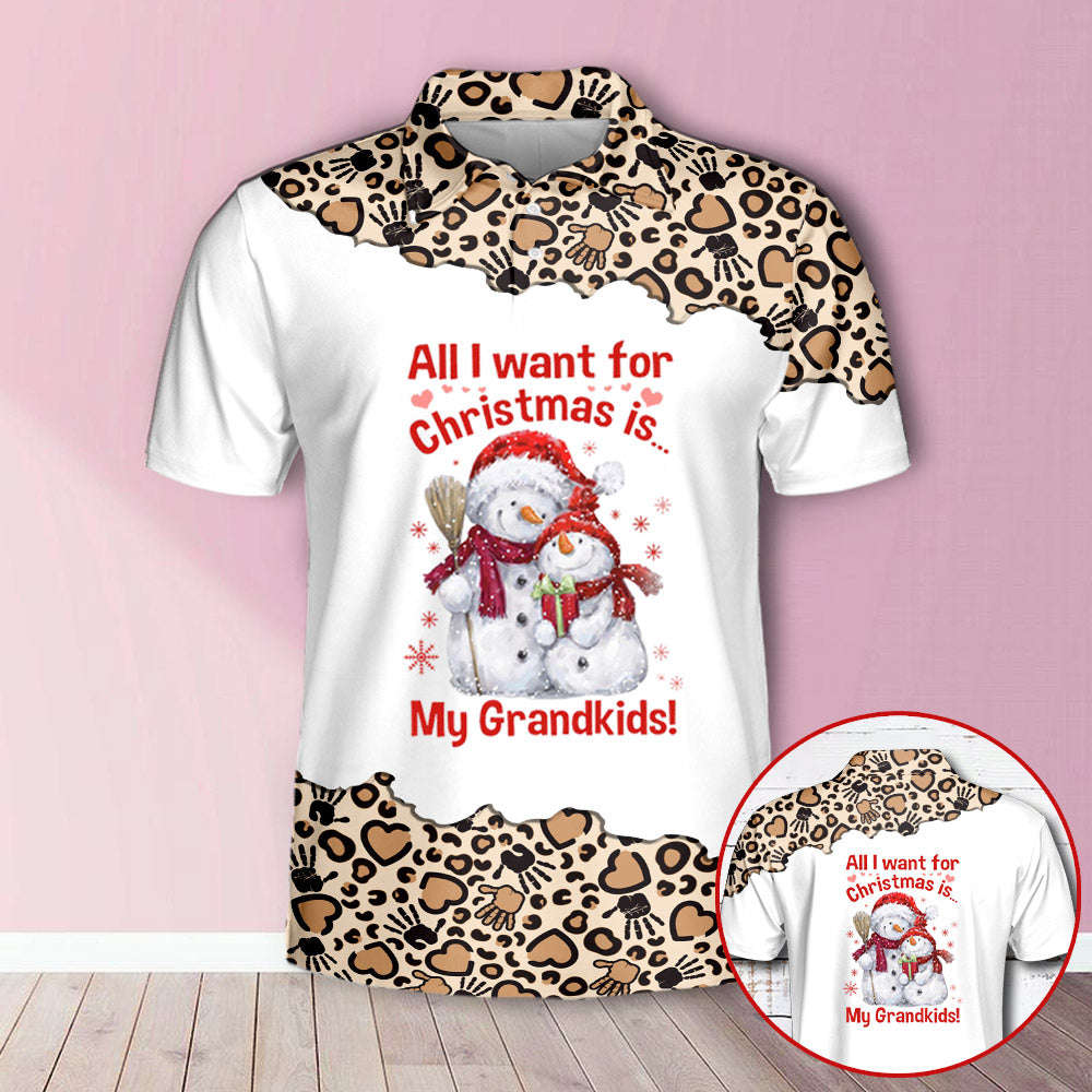 All I Want For Christmas Is My Grandkids Snowman Leopard All Over Print Shirts For Grandma Hn98 Trhn