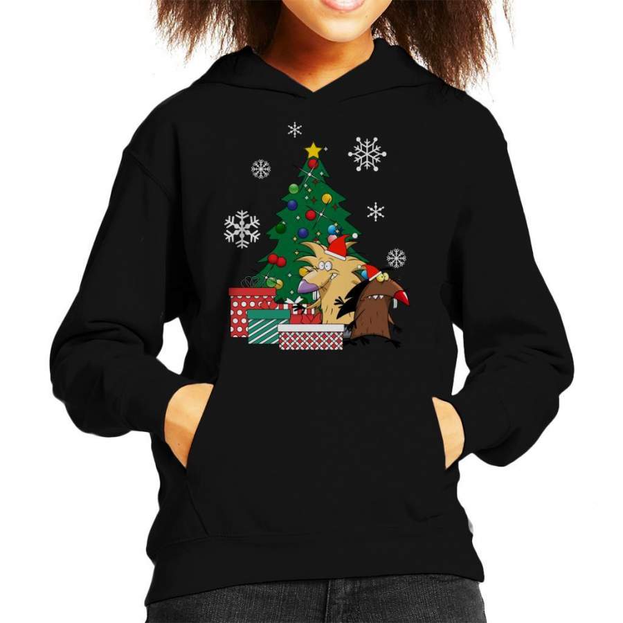 Angry Beavers Around The Christmas Tree Kid’s Hooded Sweatshirt