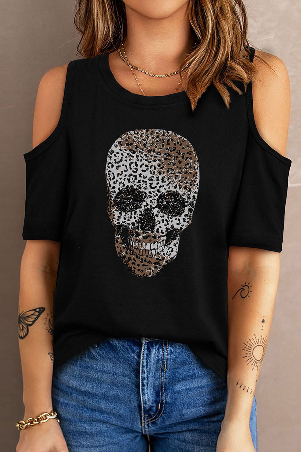 Black Leopard Skull T-Shirt