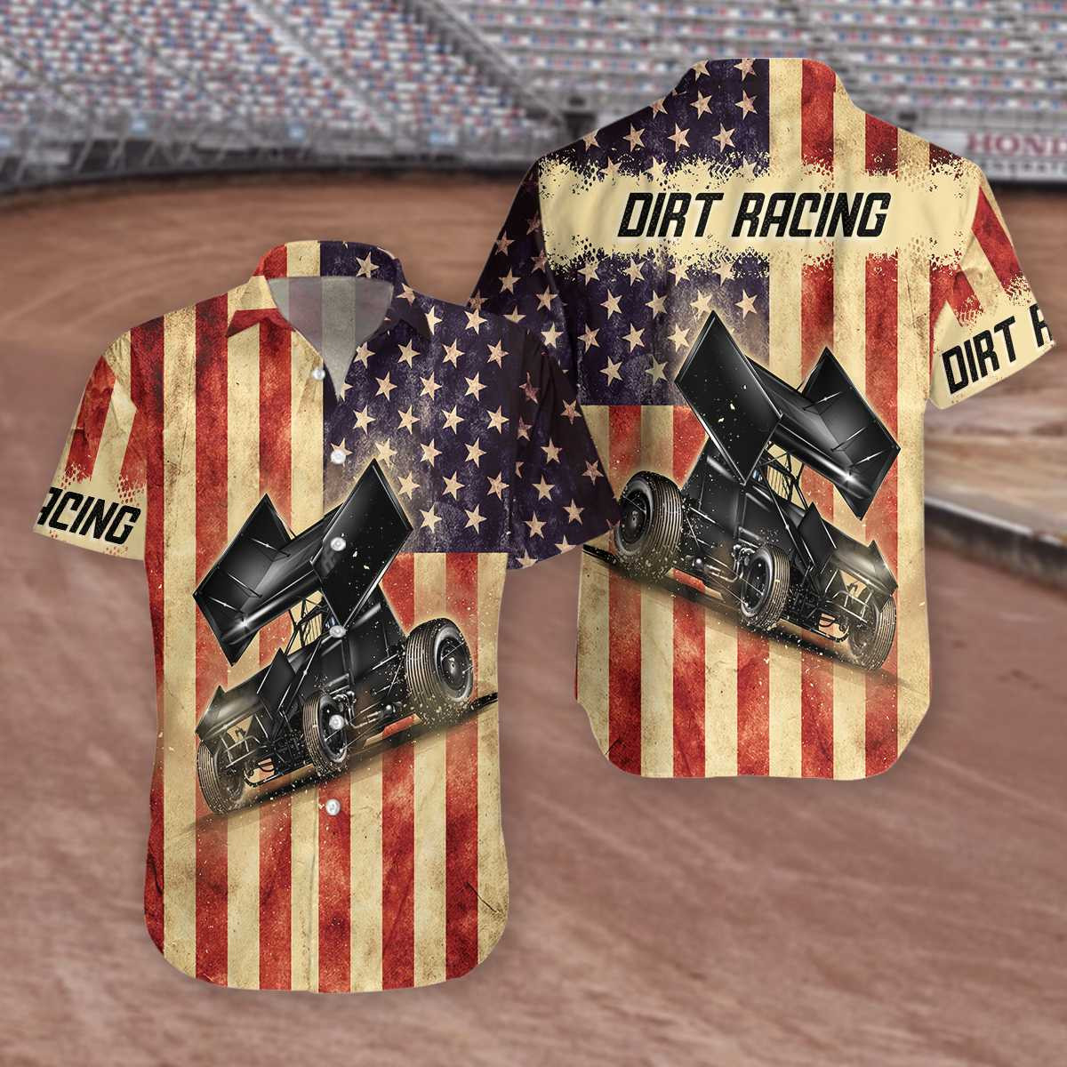 American Flag Dirt Racing Hawaii Unisex Aloha Shirts Va Ha6452