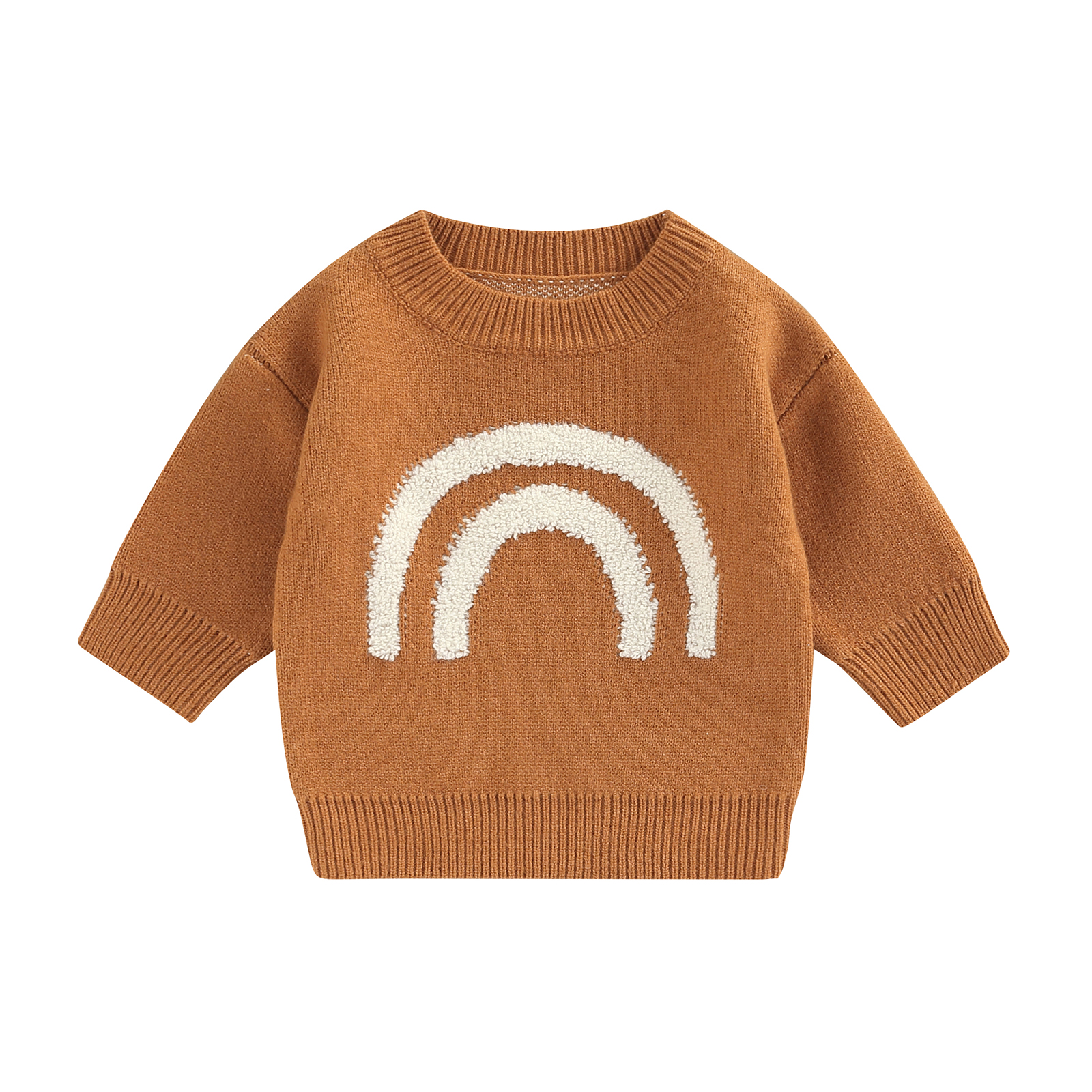 Toddler Kids Baby Girl Boy Fall Sweater, Fuzzy Rainbow Crew Neck Long Sleeve Knitted Jumper Tops for Kids, 0-6 Years alx