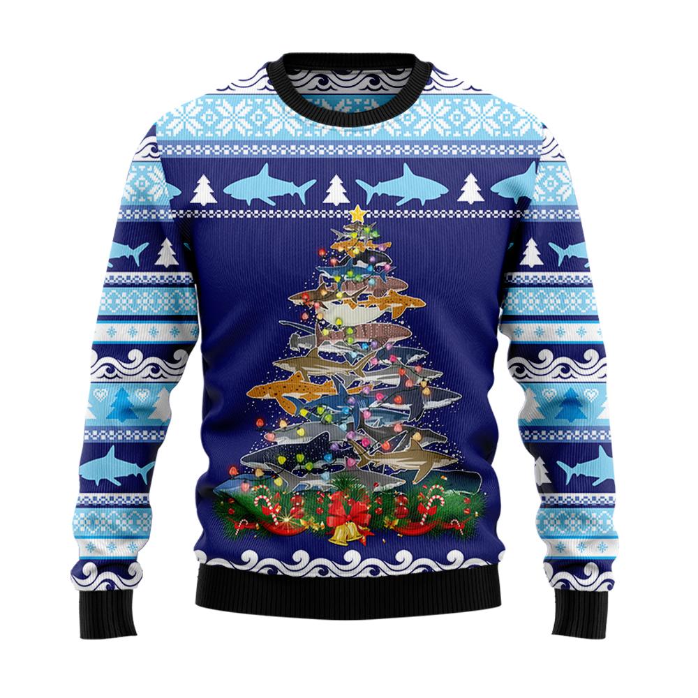 Shark Christmas Tree 9Basic Christmas Sweater