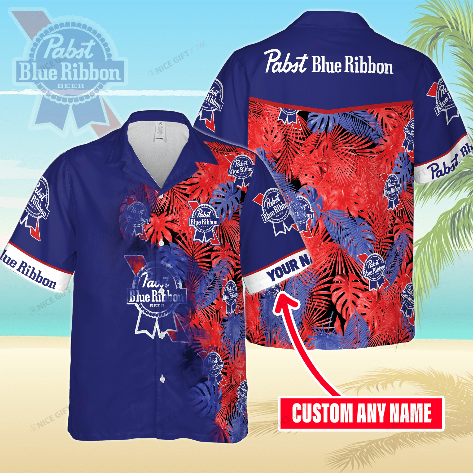 Pabst Blue Ribbon Custom Name Hawaiian Shirt 3Hs-O4D7
