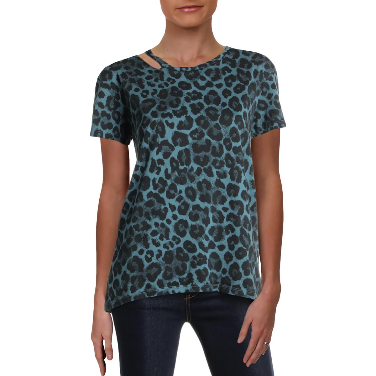 Womens Animal Print Cut-Out T-Shirt